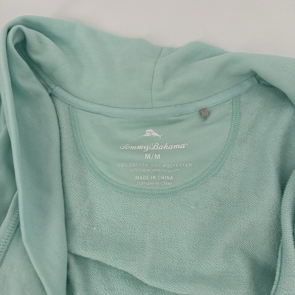 Tommy Bahama Sz M Aqua Open Front‎ Cardigan Sweater Pocket Slouchy Oversized - Picture 4 of 8